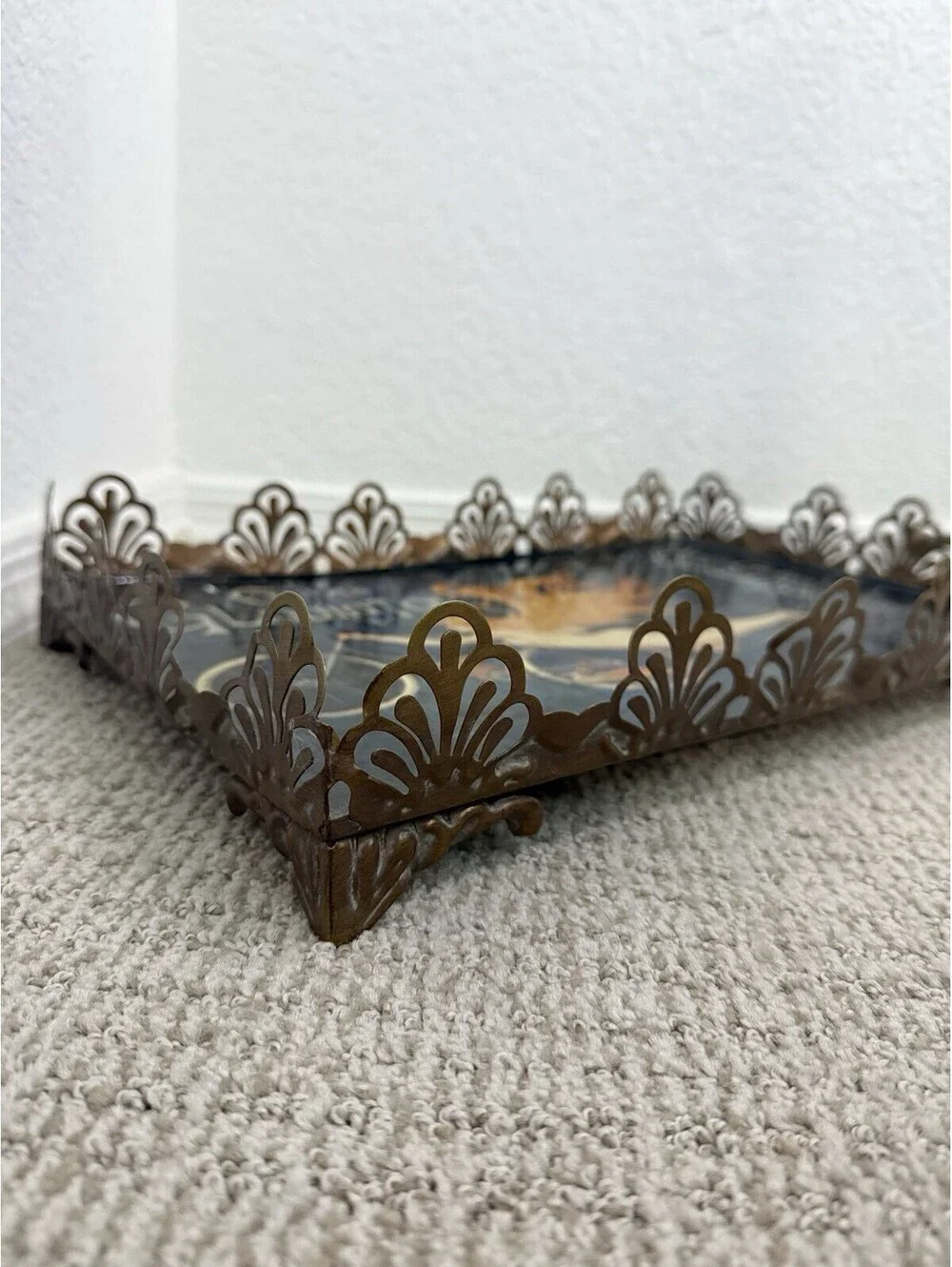 Vtg Style Cycles Gladiator Art Nouveau Bicycle Print Metal Vanity Tray